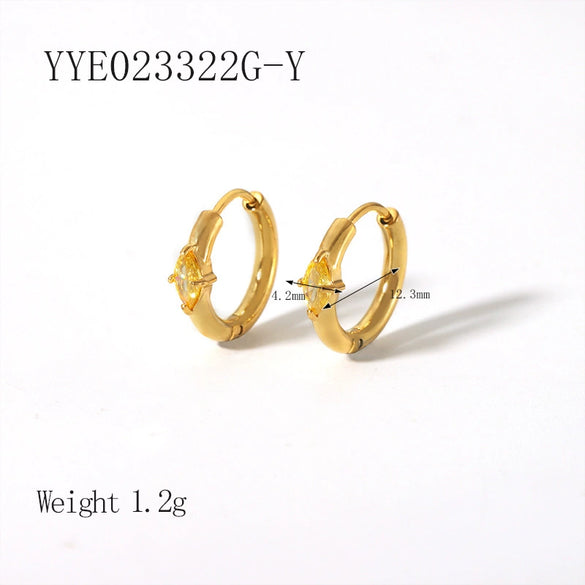 Wholesale Fashion Ins Zircon Earrings Stainless Steel Light Luxury Geometric Rhombus 18K Goldplated Vacuum Real Gold Electroplating In Pvd Furnace