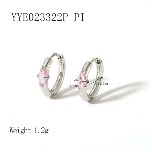 Wholesale Fashion Ins Zircon Earrings Stainless Steel Light Luxury Geometric Rhombus 18K Goldplated Vacuum Real Gold Electroplating In Pvd Furnace