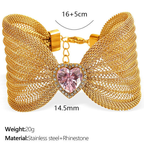 Wholesale Fashion Jewelry Bracelet 316L Stainless Steel Bow Butterfly Electroplating Style