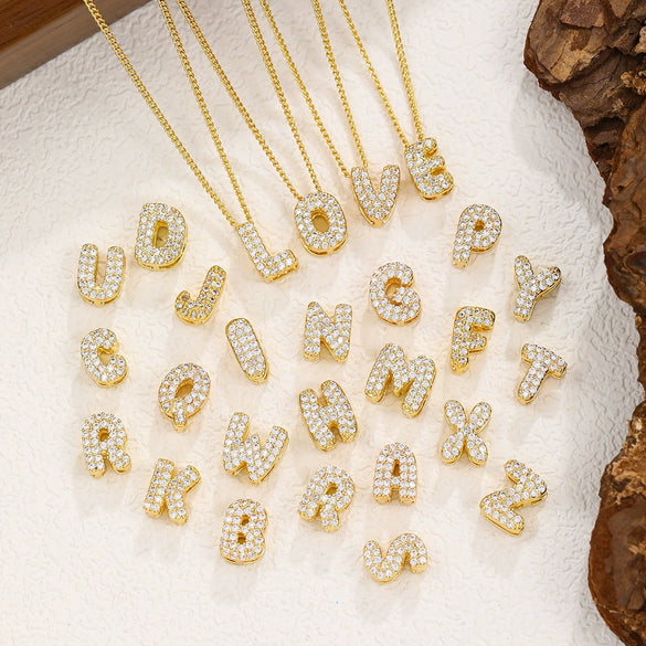 Wholesale Fashion Jewelry Copper Letter Pendant Clavicle Chain With Electroplating