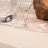 Wholesale Fashion Jewelry Doublelayer Blade Chain Geometric Rhinestone Pendant Electroplated Titanium Steel Accessories For Women Old Money Style