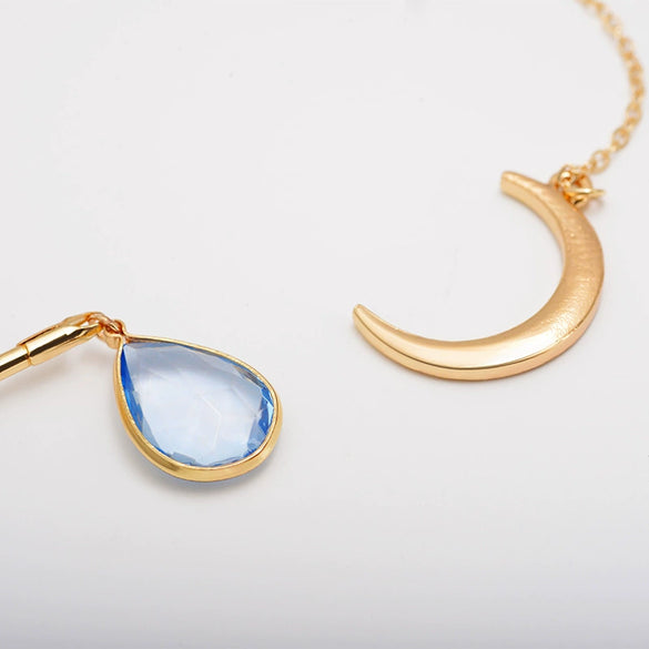 Wholesale Fashion Jewelry For Ladies Simple And Generous Alloy Moon Drop Short Necklace