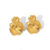Wholesale Fashion Jewelry Lotus Leaf Shaped Titanium Steel And Stainless Steel Earrings With Electroplating Pvd Furnace Real Gold Treatment Small Fresh Style For Women