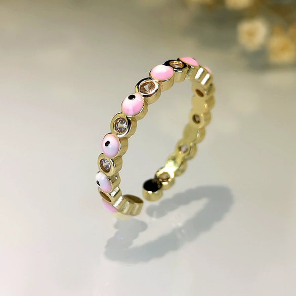 Wholesale Fashion Jewelry Opening Copper Ring Electroplated Gold Inlaid Crystal Zircon Geometric Design For Women