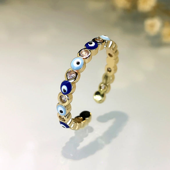 Wholesale Fashion Jewelry Opening Copper Ring Electroplated Gold Inlaid Crystal Zircon Geometric Design For Women