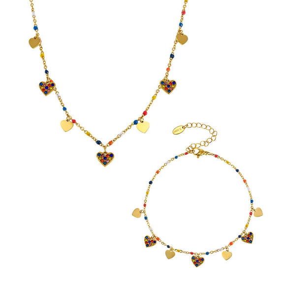 Wholesale Fashion Jewelry Set Ferris Wheel Fantasy Zircon Minimalist Electroplated Titanium Steel Women's Earrings Necklaces And Hand Accessories