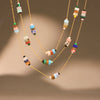 Wholesale Fashion Jewelry Set Of Natural Stone Necklace And Bracelet In Stainless Steel With 18K Gold Non Fading Electroplating