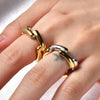 Wholesale Fashion Jewelry Stainless Steel Geometric Round Diamond Ring Gold And Silver Color Matching Electroplated For Women
