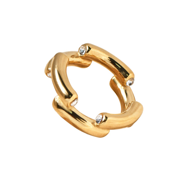 Wholesale Fashion Jewelry Stainless Steel Geometric Round Diamond Ring Gold And Silver Color Matching Electroplated For Women