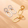 Wholesale Fashion Jewelry Stainless Steel Geometric Round Oval Pendant Earrings Gold Plated
