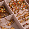 Wholesale Fashion Jewelry Stainless Steel Gold Plated Earrings Necklace And Joker Ring With Heart Water Drop Bell Patterns