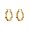 Wholesale Fashion Jewelry Stainless Steel Gold Plated Earrings Necklace And Joker Ring With Heart Water Drop Bell Patterns