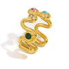Wholesale Fashion Jewelry Stainless Steel Gold Plated Earrings Necklace And Joker Ring With Heart Water Drop Bell Patterns
