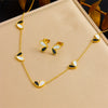 Wholesale Fashion Jewelry Stainless Steel Heart Pendant Earrings Necklaces And Bracelets Set With Love Water Drops Bells Pattern Electroplated