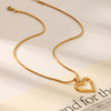 Wholesale Fashion Jewelry Stainless Steel Hollow Heart Shaped Pendant Necklace With Box Chain And Electroplating Craft For Women