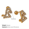 Wholesale Fashion Jewelry Stainless Steel Plated 18K Gold Rhinestone Inlaid Kitten Bear Shaped Earrings