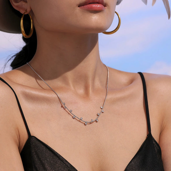Wholesale Fashion Jewelry Stainless Steel Round Geometric Pendant Necklace With Electroplating For Women
