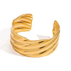 Wholesale Fashion Jewelry Stainless Steel Wavy Open Bracelet Retro Style Electroplated