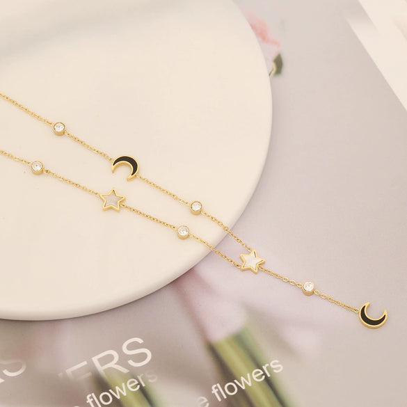 Wholesale Fashion Jewelry Star Moon Butterfly Love Clavicle Chain Stainless Steel Necklace With Electroplating For Women