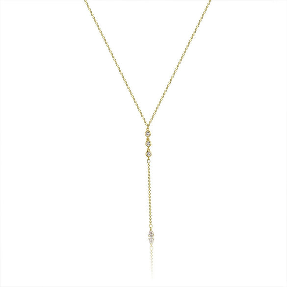 Wholesale Fashion Joker Necklace Copper Inlaid Zircon Geometric Y Shaped Clavicle Chain With Tassel Electroplated Women's Accessories