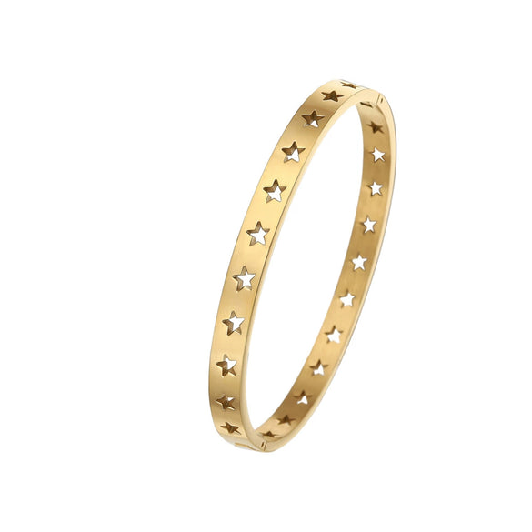 Wholesale Fashion Ladies Stainless Steel Hollow Fivepointed Star Buckle Bracelet With Electroplating Treatment