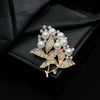 Wholesale Fashion Leaf And Flower Zinc Alloy Rhinestone Brooch Electroplated For Women And Unisex