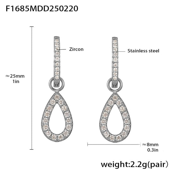 Wholesale Fashion Light Luxury Butterfly Zircon Pendant Earrings Stainless Steel Geometric Electroplated