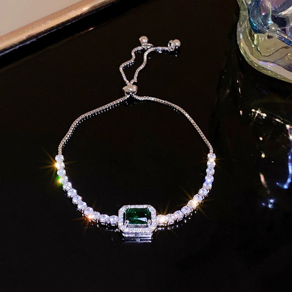 Wholesale Fashion Light Luxury Copper Electroplating Heart Pattern Zircon Flower Love Adjustable Women's Bracelet