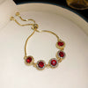 Wholesale Fashion Light Luxury Copper Electroplating Heart Pattern Zircon Flower Love Adjustable Women's Bracelet