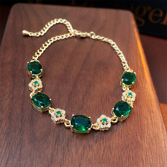 Wholesale Fashion Light Luxury Copper Electroplating Heart Pattern Zircon Flower Love Adjustable Women's Bracelet