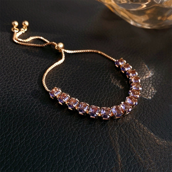 Wholesale Fashion Light Luxury Copper Electroplating Heart Pattern Zircon Flower Love Adjustable Women's Bracelet