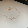 Wholesale Fashion Light Luxury Copper Electroplating Heart Pattern Zircon Flower Love Adjustable Women's Bracelet