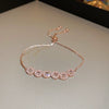 Wholesale Fashion Light Luxury Copper Electroplating Heart Pattern Zircon Flower Love Adjustable Women's Bracelet