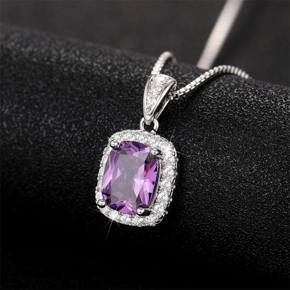 Wholesale Fashion Light Luxury Copper Mixed Gem Inlay Pendant Necklace For Women