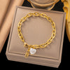 Wholesale Fashion Light Luxury Electroplated Stainless Steel Geometric And Heart Shape Bracelet For Women