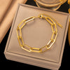 Wholesale Fashion Light Luxury Electroplated Stainless Steel Geometric And Heart Shape Bracelet For Women