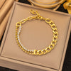 Wholesale Fashion Light Luxury Electroplated Stainless Steel Geometric And Heart Shape Bracelet For Women