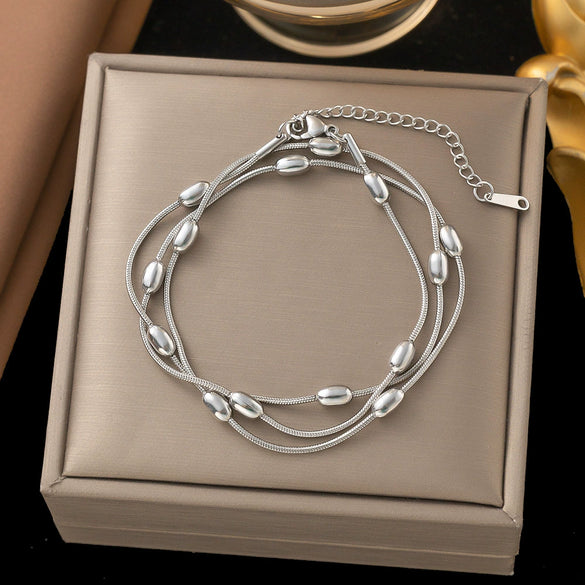 Wholesale Fashion Light Luxury Electroplated Stainless Steel Geometric And Heart Shape Bracelet For Women