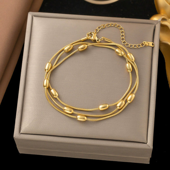 Wholesale Fashion Light Luxury Electroplated Stainless Steel Geometric And Heart Shape Bracelet For Women