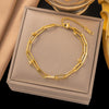 Wholesale Fashion Light Luxury Electroplated Stainless Steel Geometric And Heart Shape Bracelet For Women