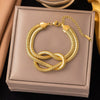 Wholesale Fashion Light Luxury Electroplated Stainless Steel Geometric And Heart Shape Bracelet For Women