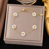 Wholesale Fashion Light Luxury Electroplated Stainless Steel Geometric And Heart Shape Bracelet For Women