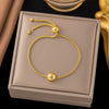 Wholesale Fashion Light Luxury Electroplated Stainless Steel Geometric And Heart Shape Bracelet For Women