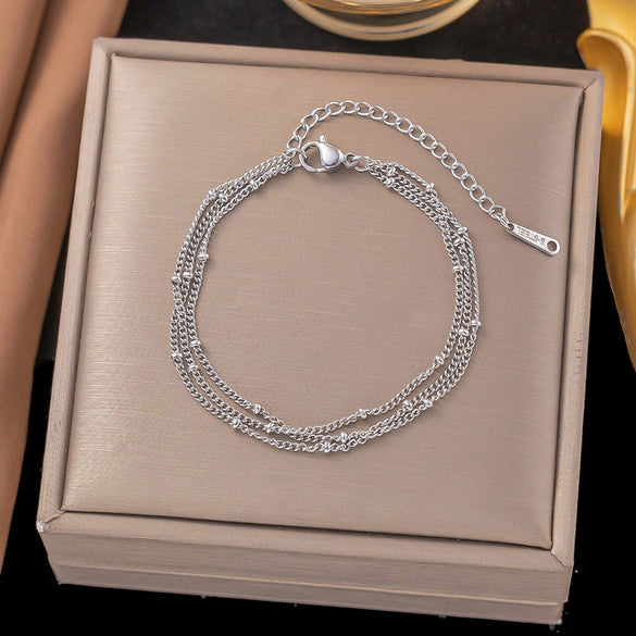 Wholesale Fashion Light Luxury Electroplated Stainless Steel Geometric And Heart Shape Bracelet For Women