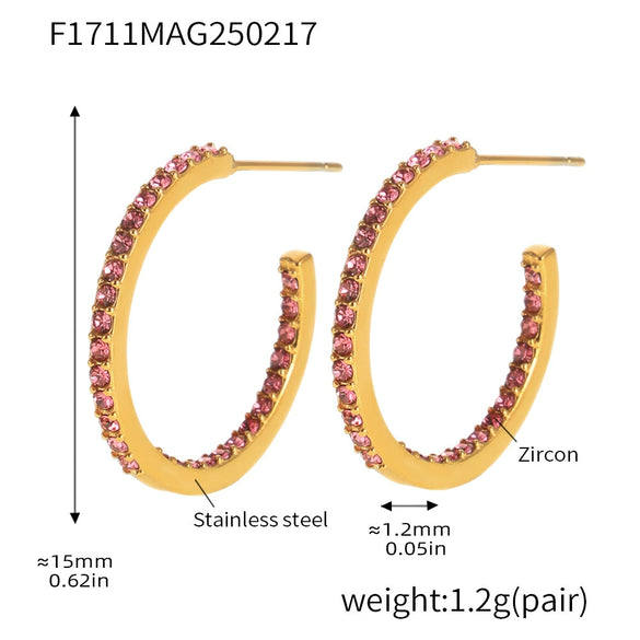 Wholesale Fashion Light Luxury Elegant Women's Titanium Steel Zircon Earrings With Geometric Design And Electroplating Treatment