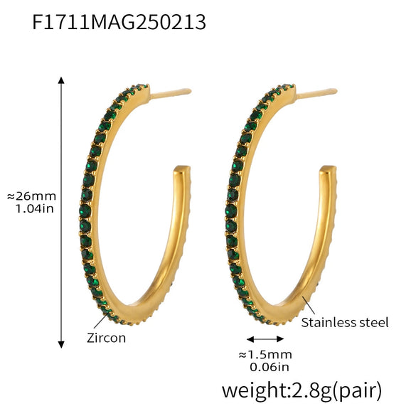 Wholesale Fashion Light Luxury Elegant Women's Titanium Steel Zircon Earrings With Geometric Design And Electroplating Treatment