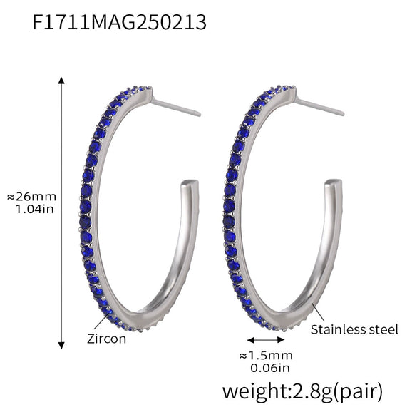 Wholesale Fashion Light Luxury Elegant Women's Titanium Steel Zircon Earrings With Geometric Design And Electroplating Treatment