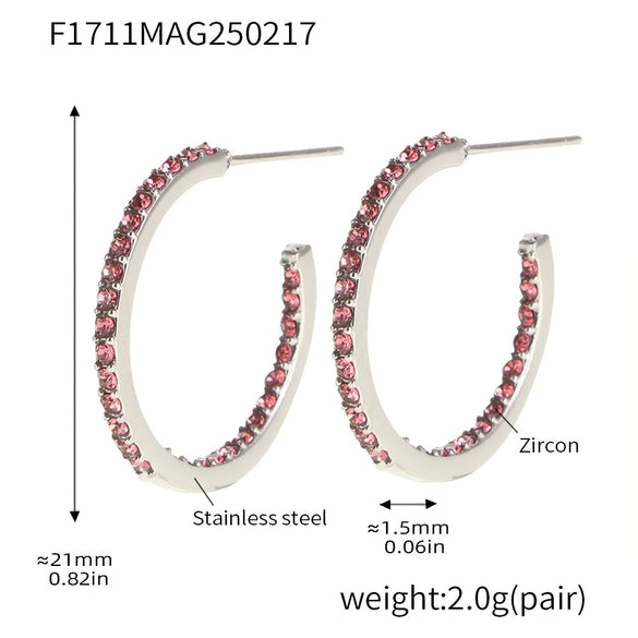 Wholesale Fashion Light Luxury Elegant Women's Titanium Steel Zircon Earrings With Geometric Design And Electroplating Treatment