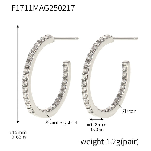 Wholesale Fashion Light Luxury Elegant Women's Titanium Steel Zircon Earrings With Geometric Design And Electroplating Treatment