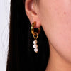 Wholesale Fashion Light Luxury Freshwater Pearl Stainless Steel Earrings With 18K Gold Plated Vacuum Real Gold Electroplating In Pvd Furnace